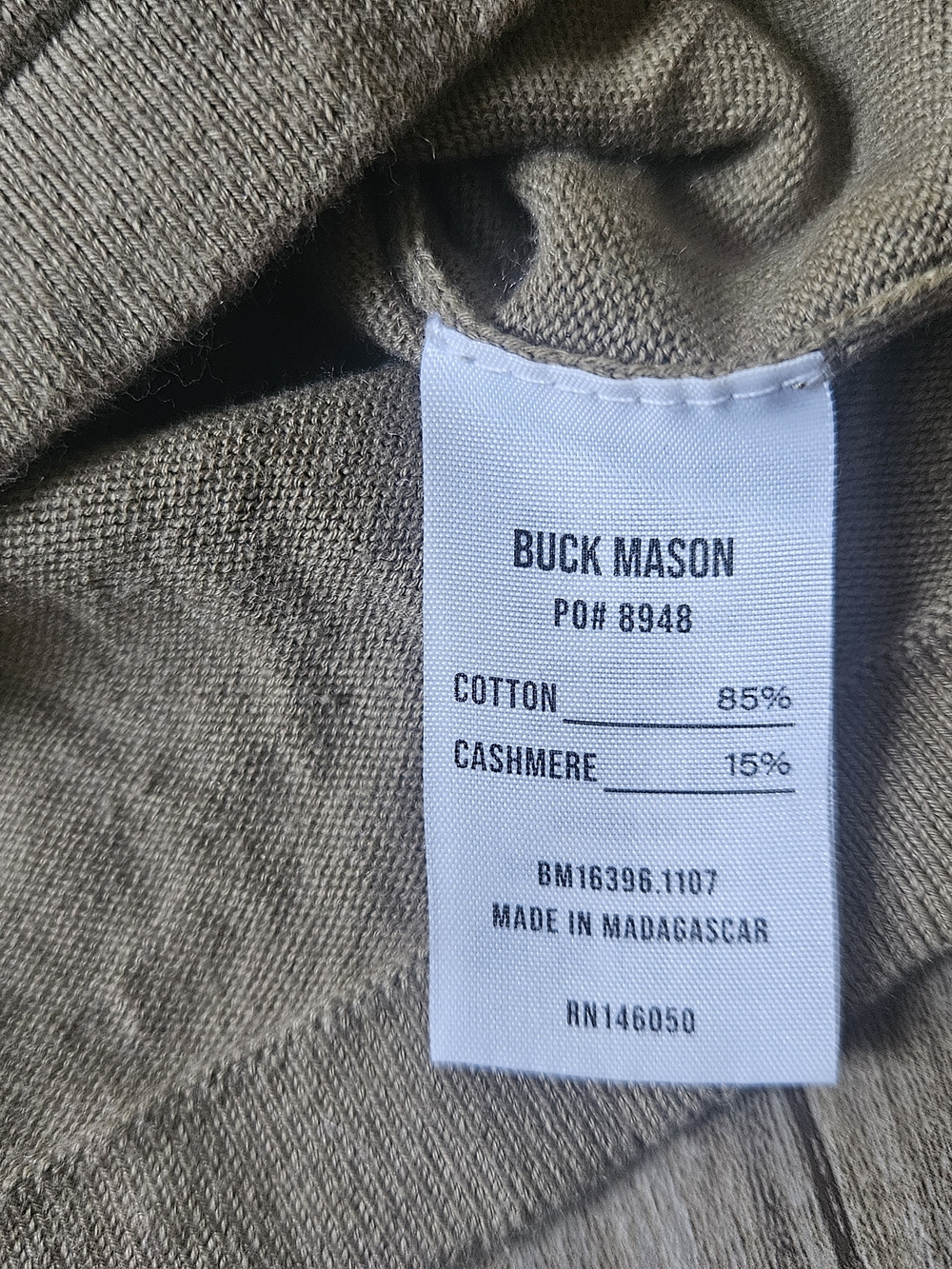 Buck Mason Men's Tan Como Cashmere Cotton Blend Crewneck T-Shirt Medium - Picture 4 of 7